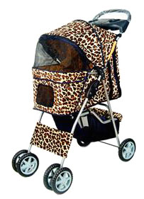 Take kitty on a walk with you on the wild 
side with this stunning leopard animal safari jungle print pet cat stroller!